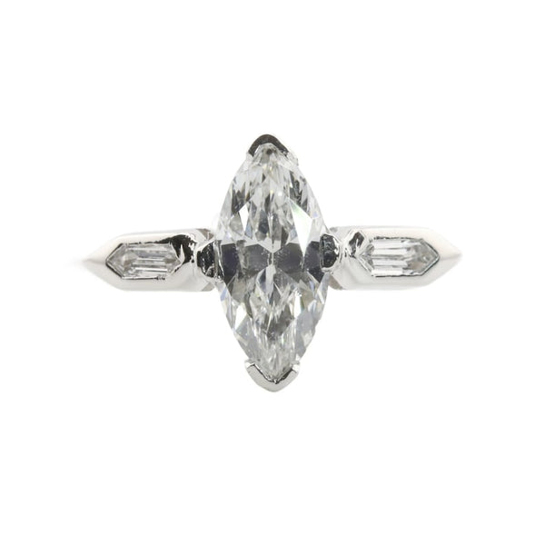 Art Deco 1.12ctw Marquise & Fancy Hexagon Diamond Engagement Ring in Platinum