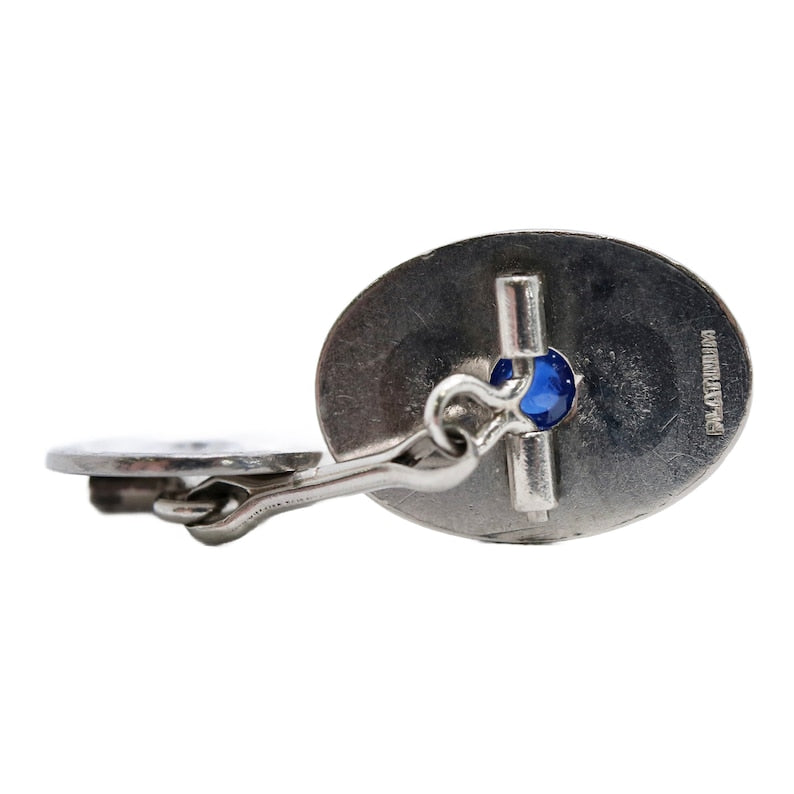 Art Deco Diamond, No Heat Sapphire Night & Day Cufflinks in Platinum