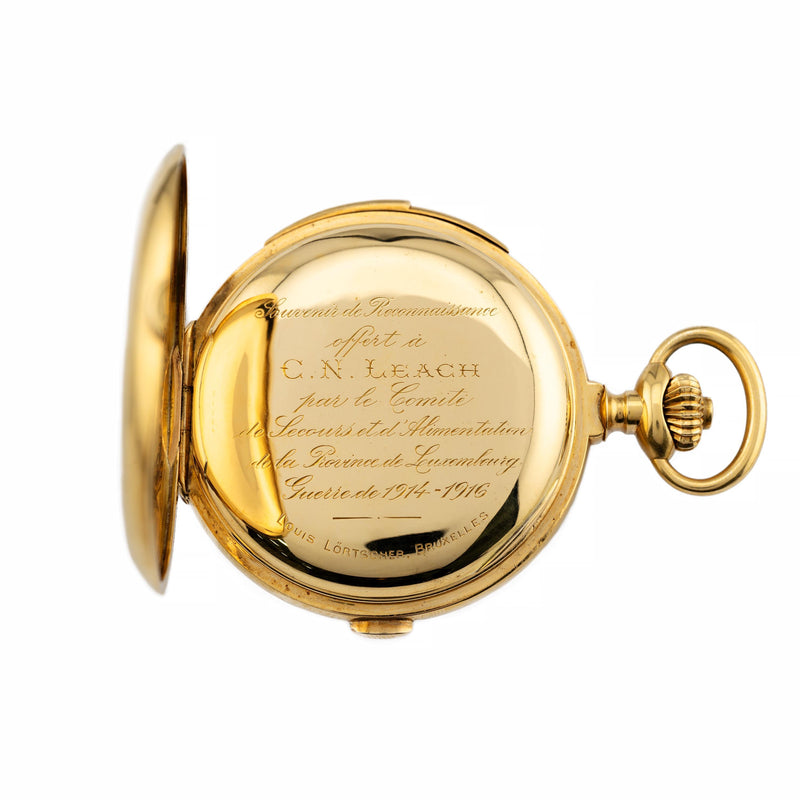 LeCoultre Minute Repeater Chronograph in 18 Karat Gold with Royal Belgian Proven