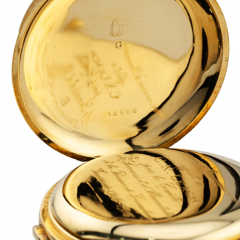 LeCoultre Minute Repeater Chronograph in 18 Karat Gold with Royal Belgian Proven