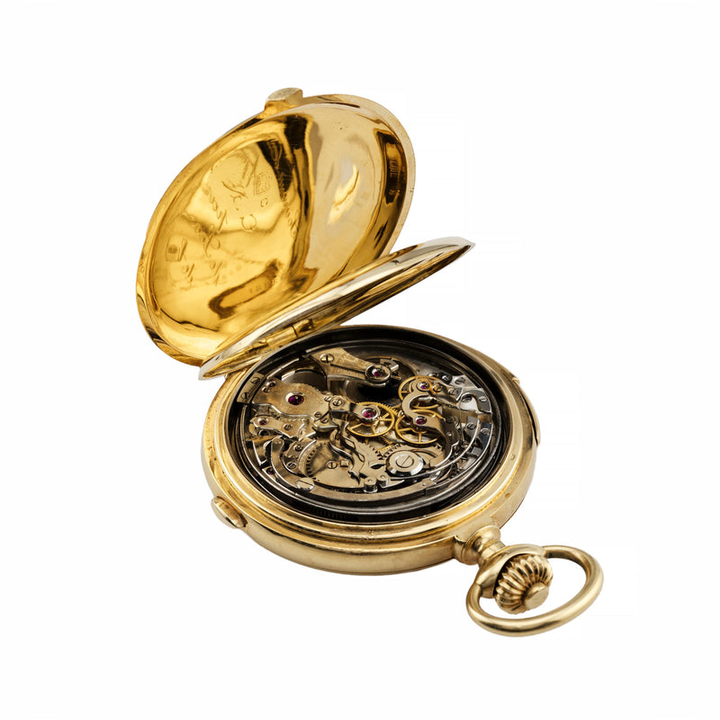 LeCoultre Minute Repeater Chronograph in 18 Karat Gold with Royal Belgian Proven