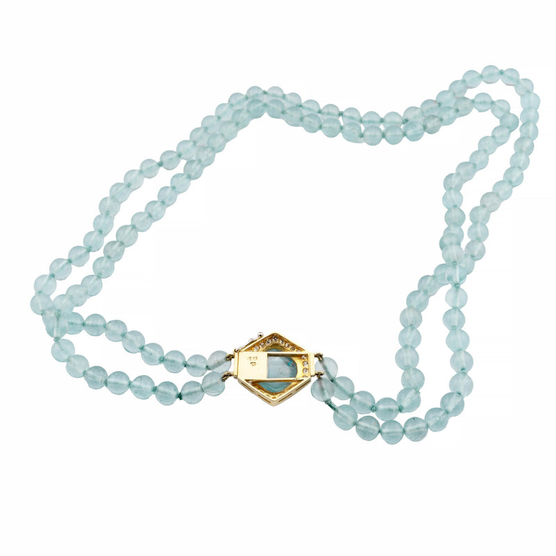 Luxurious Aquamarine and Diamond Necklace in 18K Yellow Gold