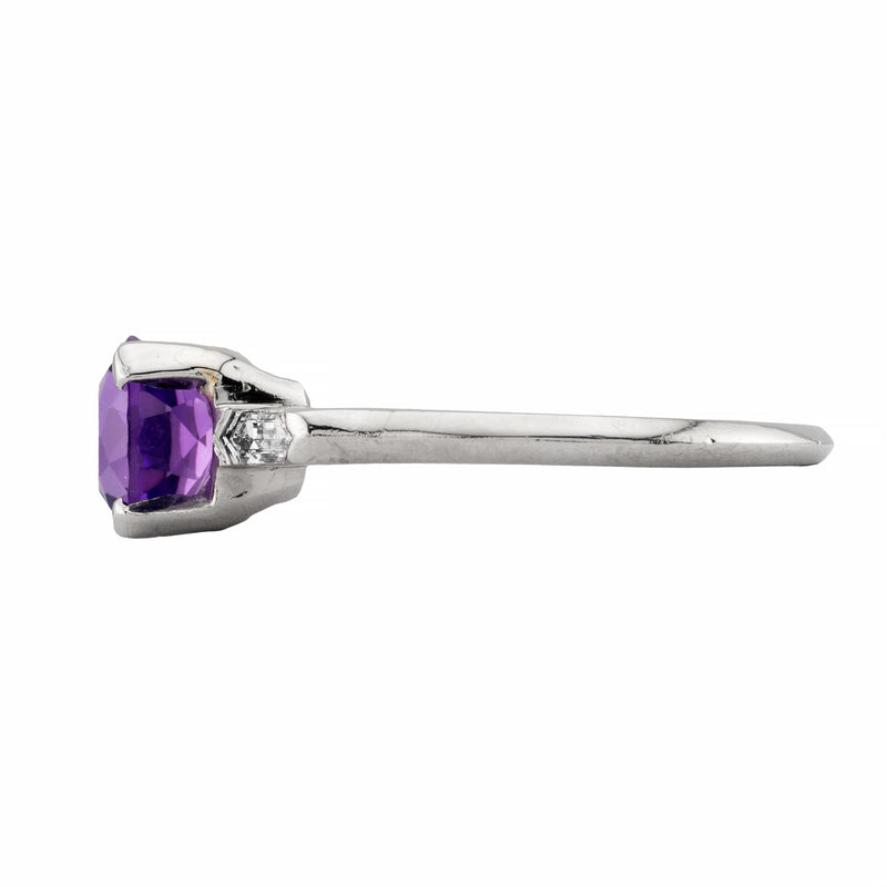 Mid Century 2.32ctw Amethyst & Diamond Three Stone Ring in Platinum