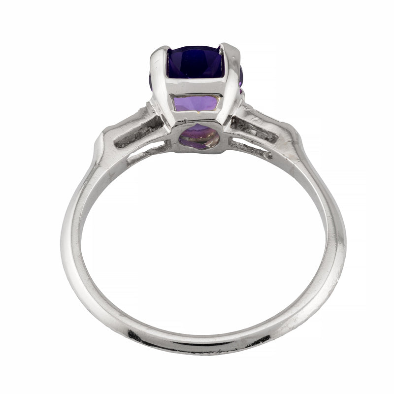 Mid Century 2.32ctw Amethyst & Diamond Three Stone Ring in Platinum
