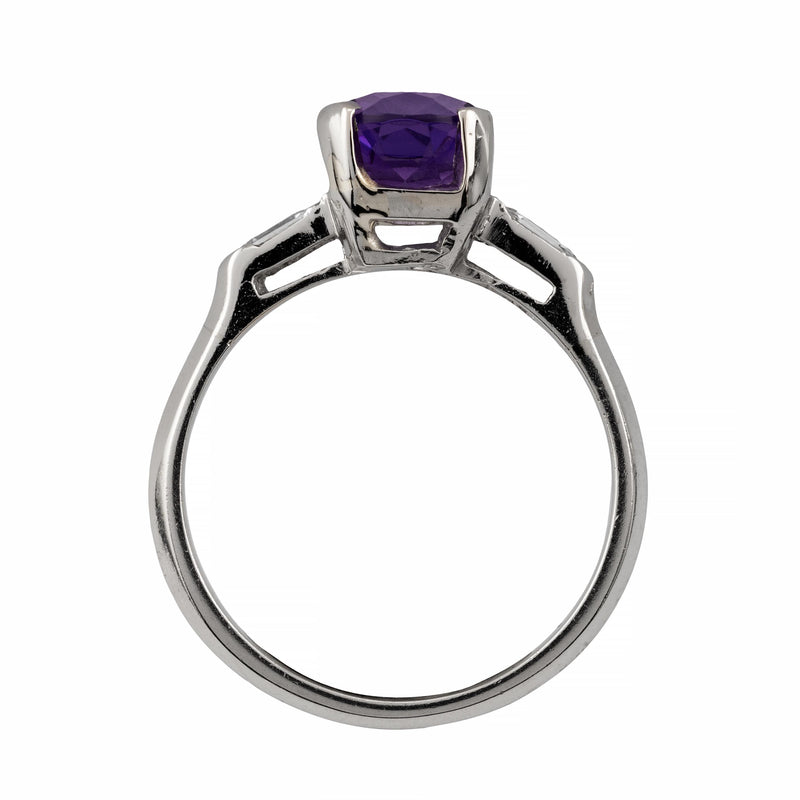 Mid Century 2.32ctw Amethyst & Diamond Three Stone Ring in Platinum