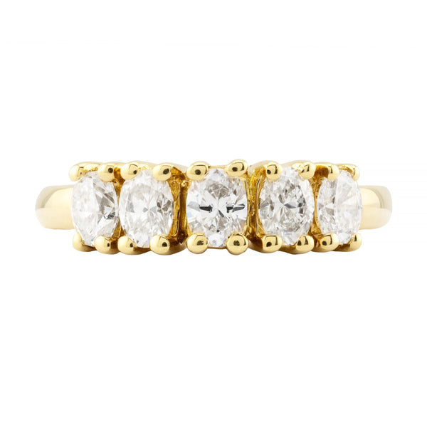 Oval Cut 1.00ctw Five Stone Diamond Band Ring in 18K Yellow Gold