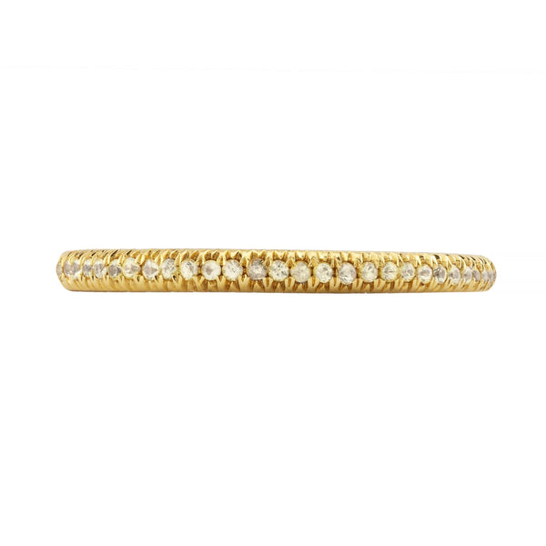 Pave Set 0.27ct Fancy Yellow Diamond Band Stacking Wedding Ring