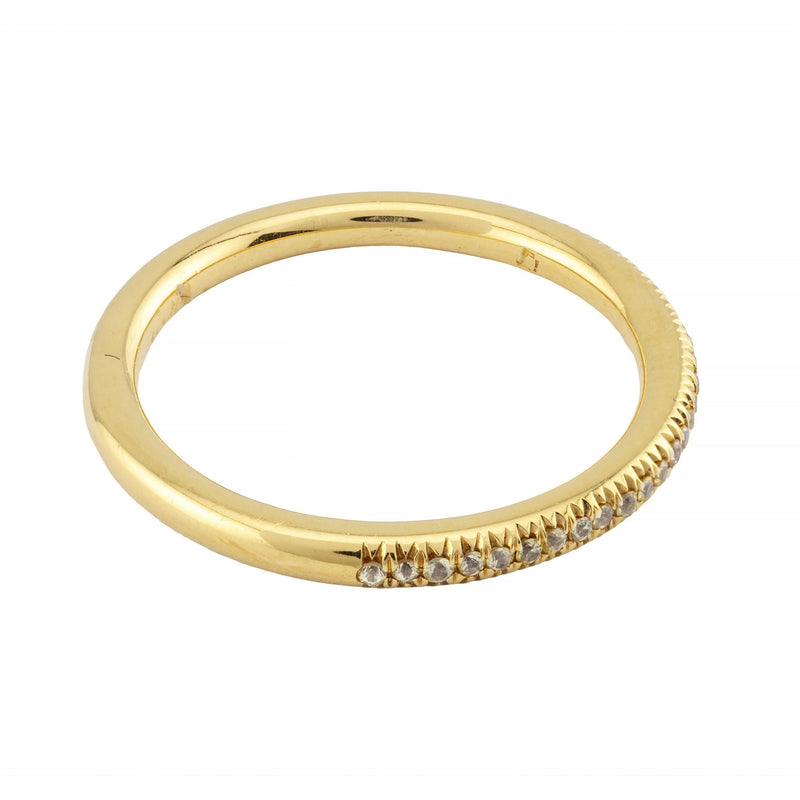 Pave Set 0.27ct Fancy Yellow Diamond Band Stacking Wedding Ring