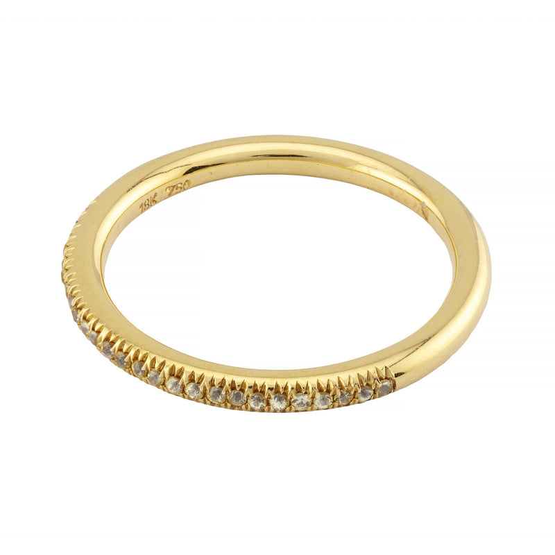 Pave Set 0.27ct Fancy Yellow Diamond Band Stacking Wedding Ring