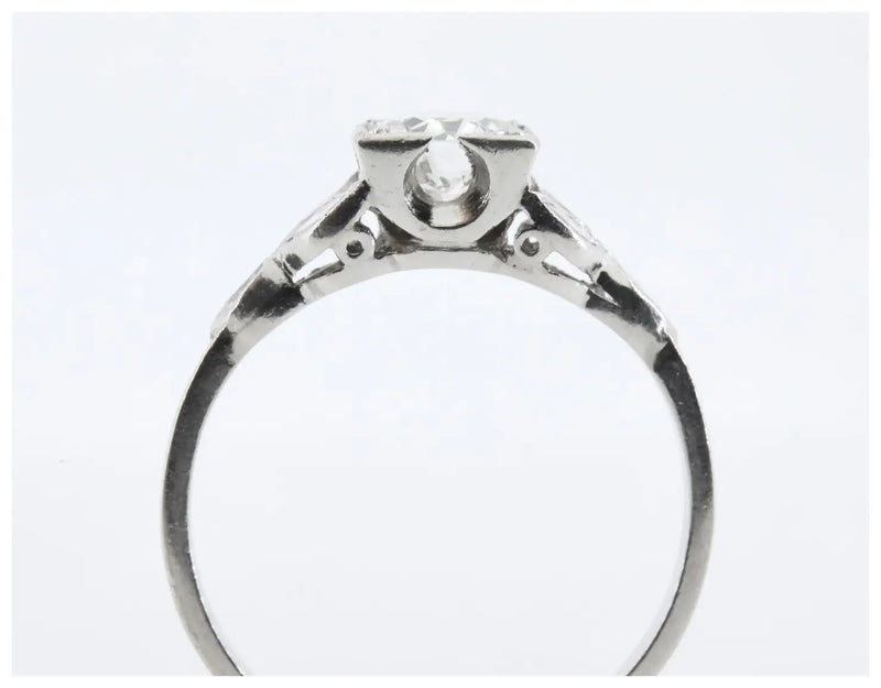 Platinum Art Deco 1.17ctw European & Marquise Cut Diamond Ring