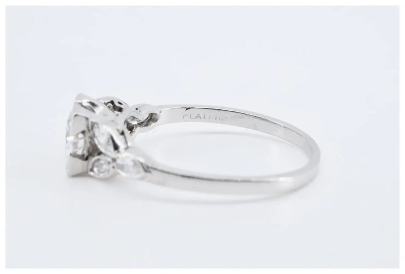 Platinum Art Deco 1.17ctw European & Marquise Cut Diamond Ring