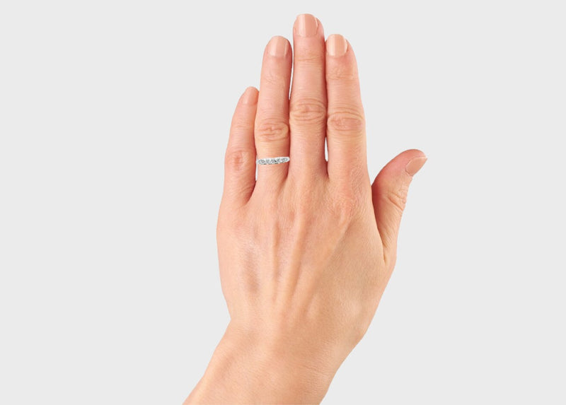 Sparkling Vintage Six Stone Diamond Wedding Band in 18K White Gold