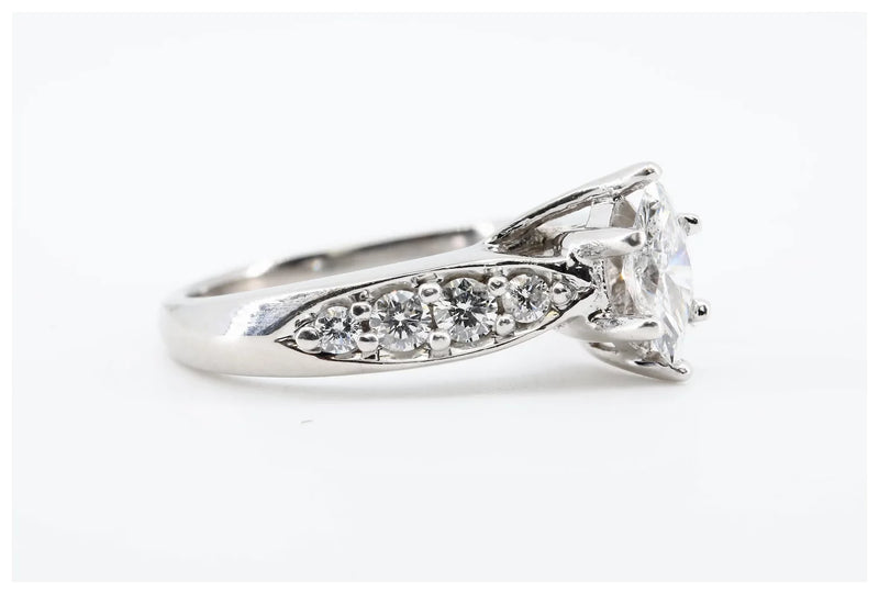 1.00Ctw Marquise & Round Diamond Bridal Engagement Suite 18K White Gold