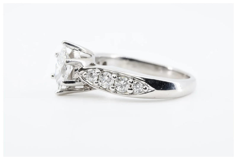 1.00Ctw Marquise & Round Diamond Bridal Engagement Suite 18K White Gold