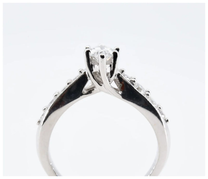 1.00Ctw Marquise & Round Diamond Bridal Engagement Suite 18K White Gold