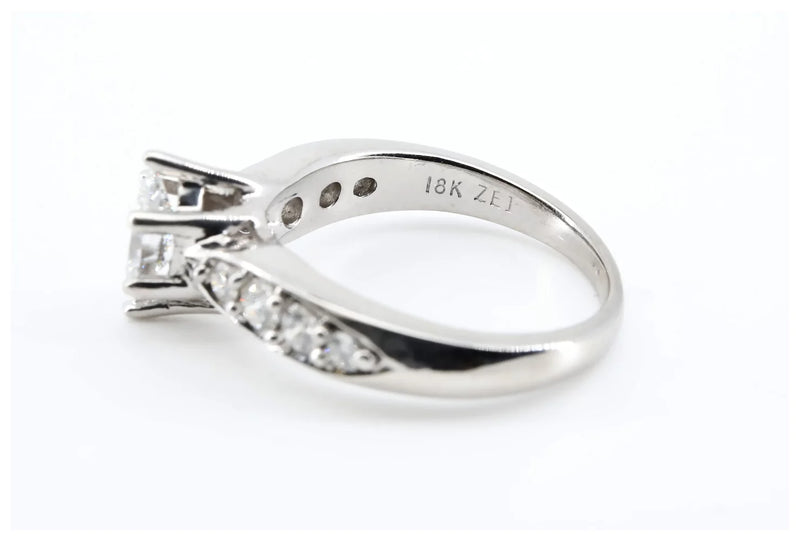 1.00Ctw Marquise & Round Diamond Bridal Engagement Suite 18K White Gold