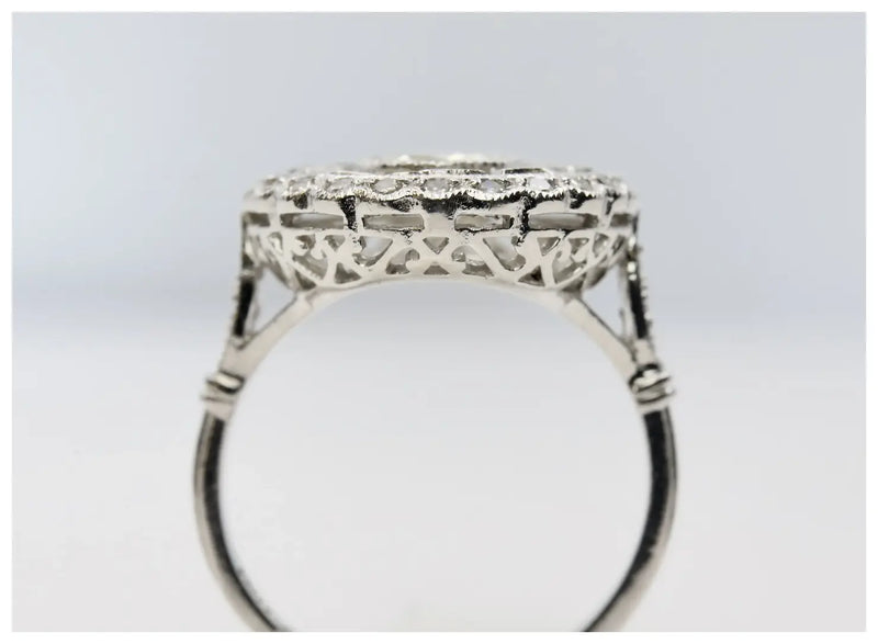 Art Deco 1.02 CTW Greek Key Motif Diamond Engagement Ring in Platinum