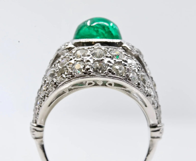 Art Deco 2.20ct Colombian Emerald & Diamond Ring in Platinum