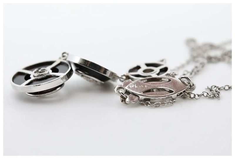 Art Deco Old European Cut Diamond & Onyx Pendant Necklace in Platinum