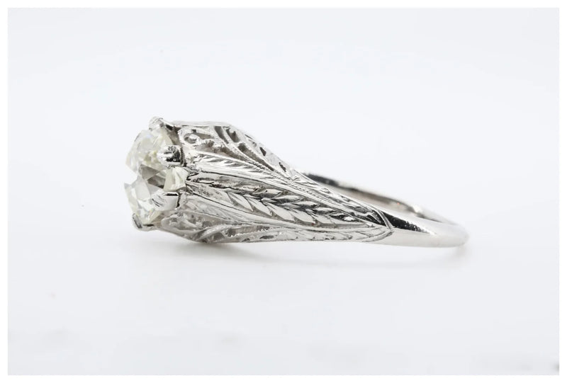 Art Deco GIA 1.67 Carat Old Euro Cut Diamond Engagement Ring in Platinum