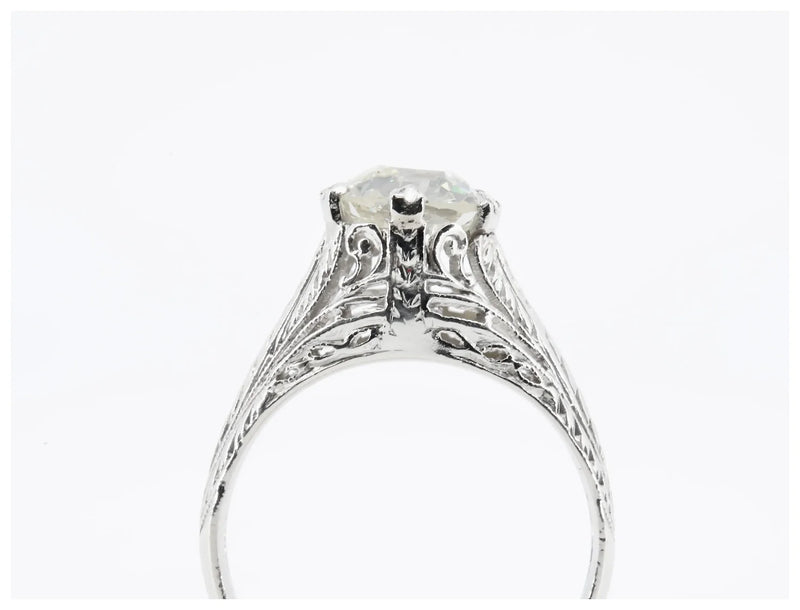 Art Deco GIA 1.67 Carat Old Euro Cut Diamond Engagement Ring in Platinum