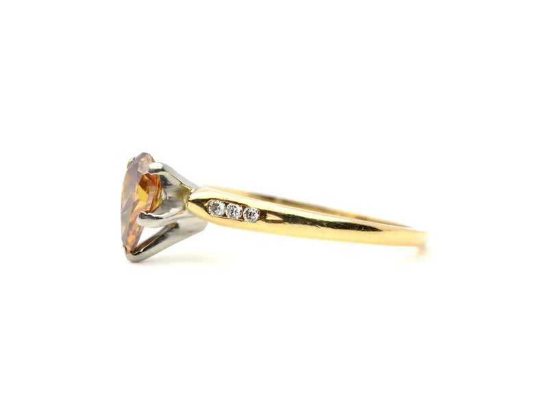 Fancy Orange Champagne Pear Shaped Diamond Engagement Ring by Jabel