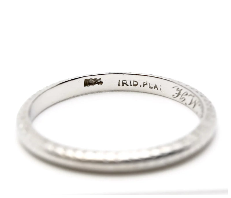 Hand Engraved Art Deco Platinum Wedding Band Circa 1927