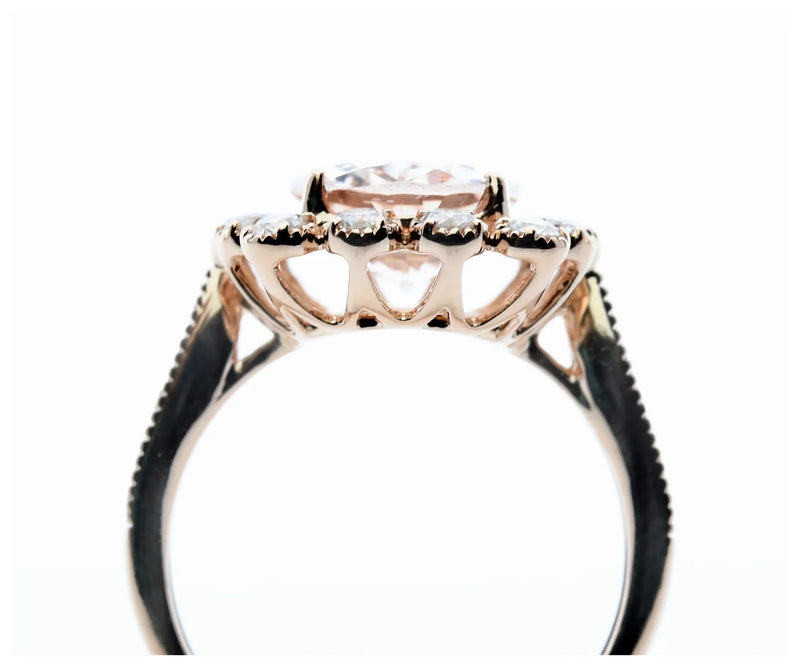 Morganite & Bezel Set Diamond Ring in 14K Rose Gold