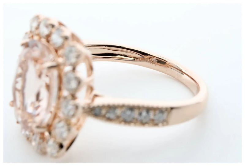 Morganite & Bezel Set Diamond Ring in 14K Rose Gold