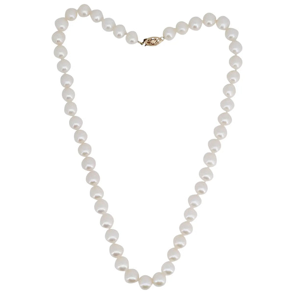 Saltwater South Sea 8.5mm Cultured Pearl 17" Necklace with 14K Gold Filigree Clasp