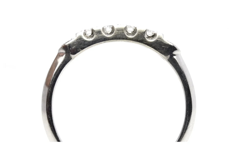 Sparkling Vintage Six Stone Diamond Wedding Band in 18K White Gold