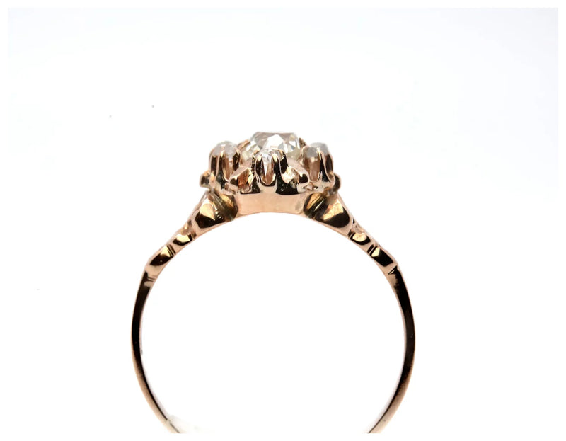 Victorian 0.72ctw Old Mine Cut Diamond Cluster Engagement Ring in 14K Gold