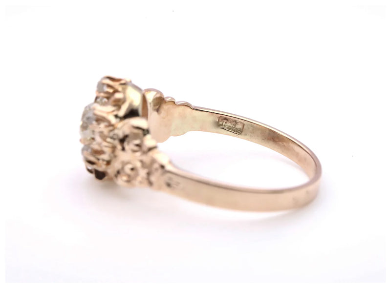 Victorian 0.72ctw Old Mine Cut Diamond Cluster Engagement Ring in 14K Gold