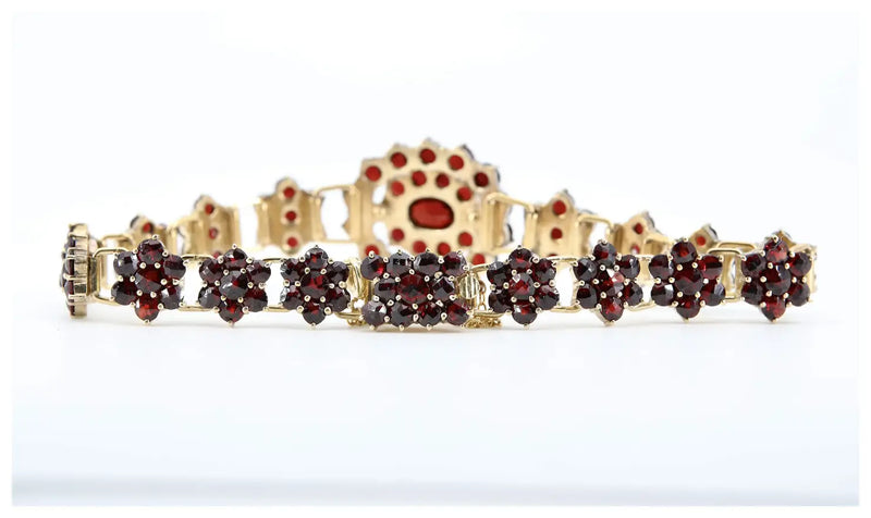 Victorian Garnet Bracelet Flower Bohemian Garnets Antique 1880 Garnet Clasp  For Sale at 1stDibs | czech garnet, czech garnet bracelet, vintage garnet  bracelet